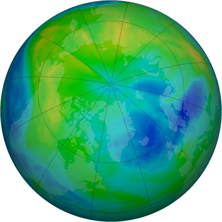 Arctic ozone map for 31 October 1985
